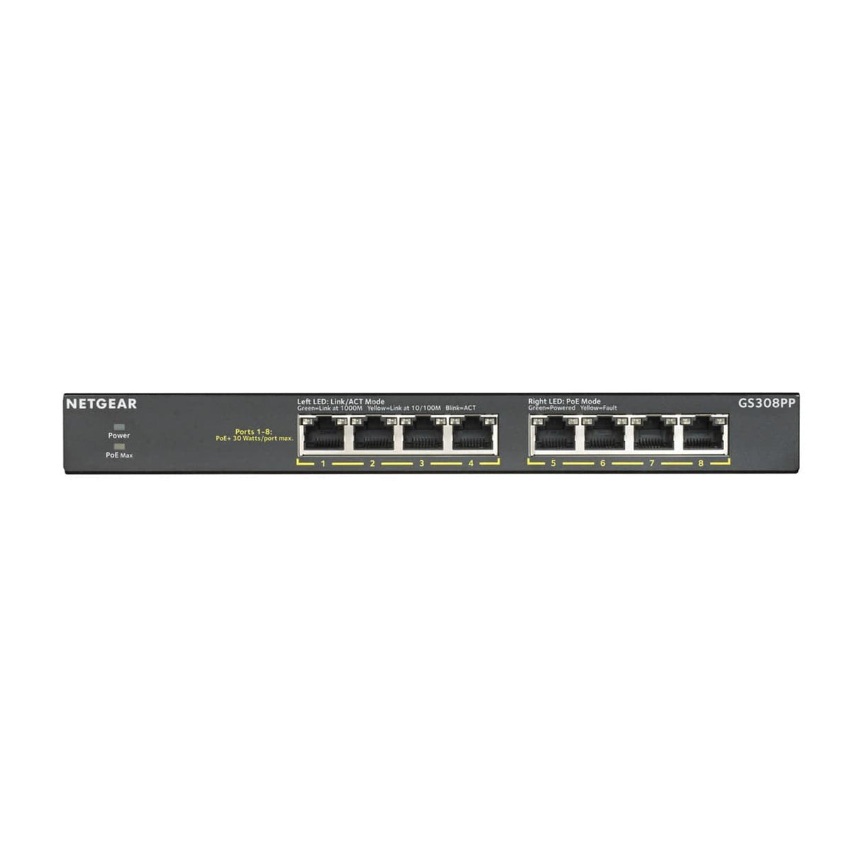 Netgear GS308PP Unmanaged Switch Gigabit Ethernet PoE Black GS308PP-100EUS