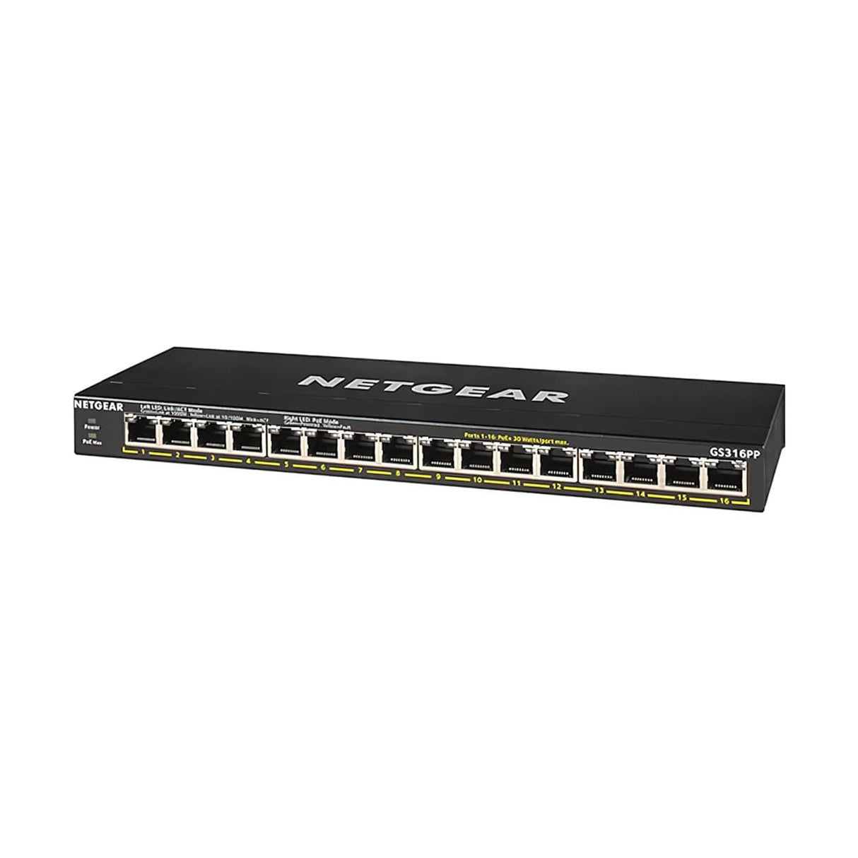 Netgear GS316PP Unmanaged Switch Gigabit Ethernet PoE Black GS316PP-100EUS