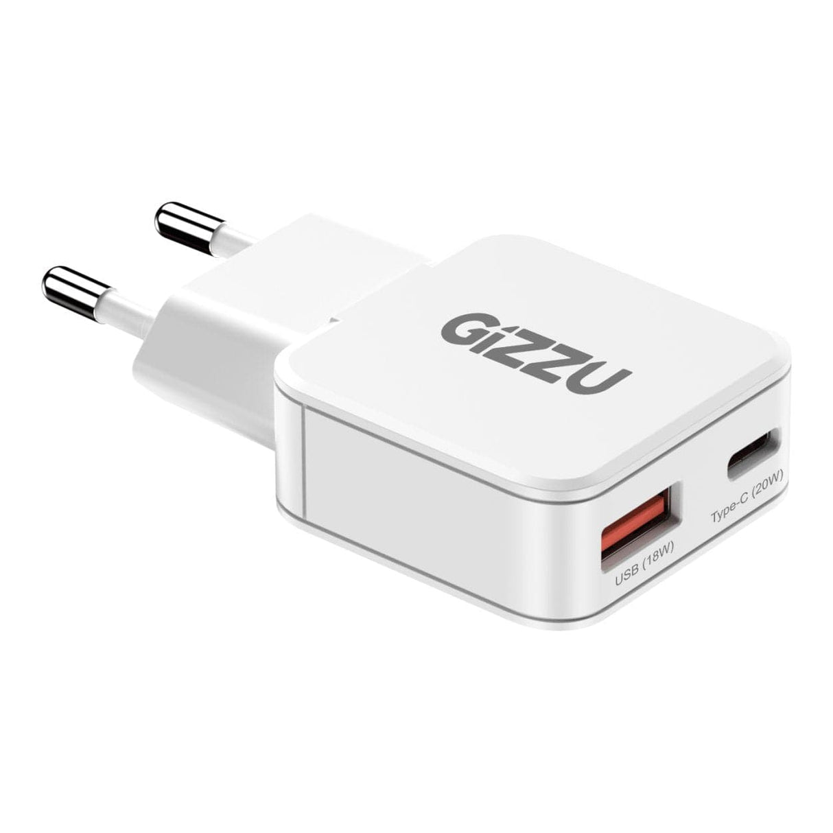 Gizzu 20W 2-Port GaN Wall Charger White GWCCU20W