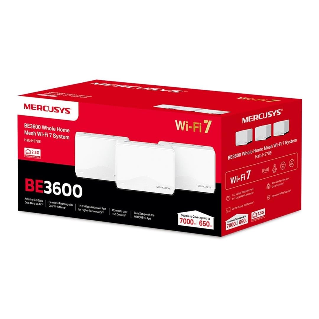 Mercusys Halo H27BE BE3600 Wi-Fi 7 Whole Home Mesh System White 3-pack