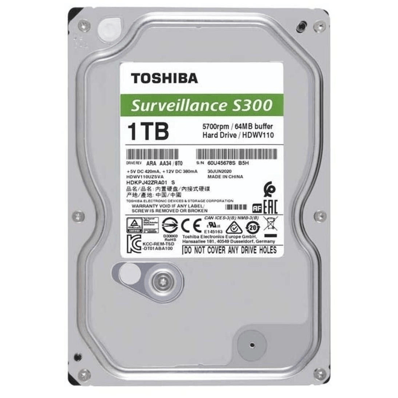 Toshiba Surveillance 3.5-inch 1TB SATA Internal Hard Drive HDKPJ42ZRA02