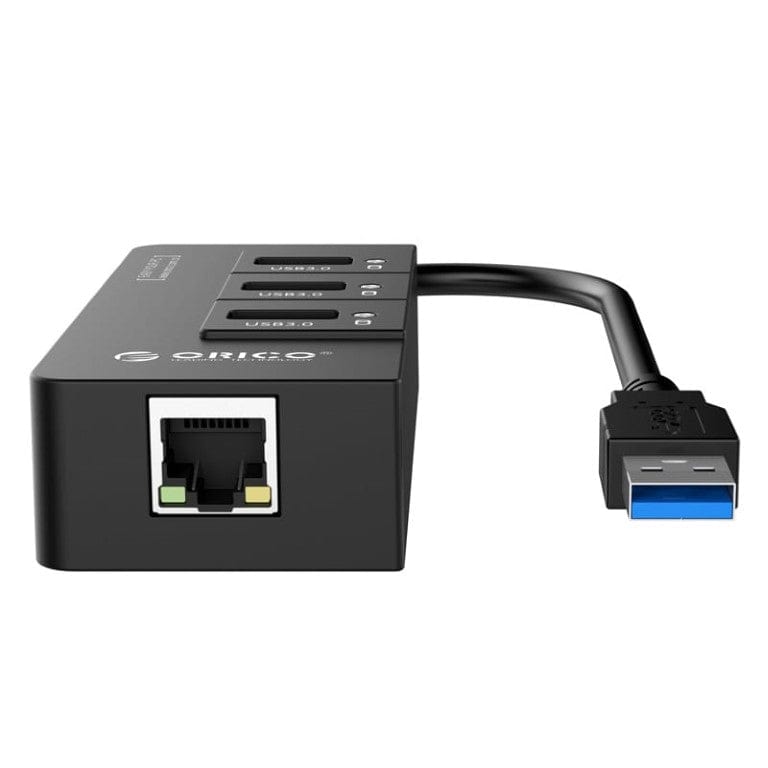 Orico 3-port USB Type-A Wired Hub with Gigabit Ethernet Adapter HR01-U3-V1-BK-BP