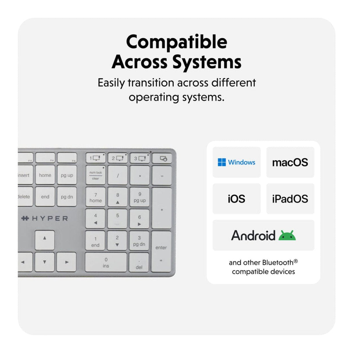 Hyper HyperSpace Bluetooth Wireless Keyboard - White HS2310US