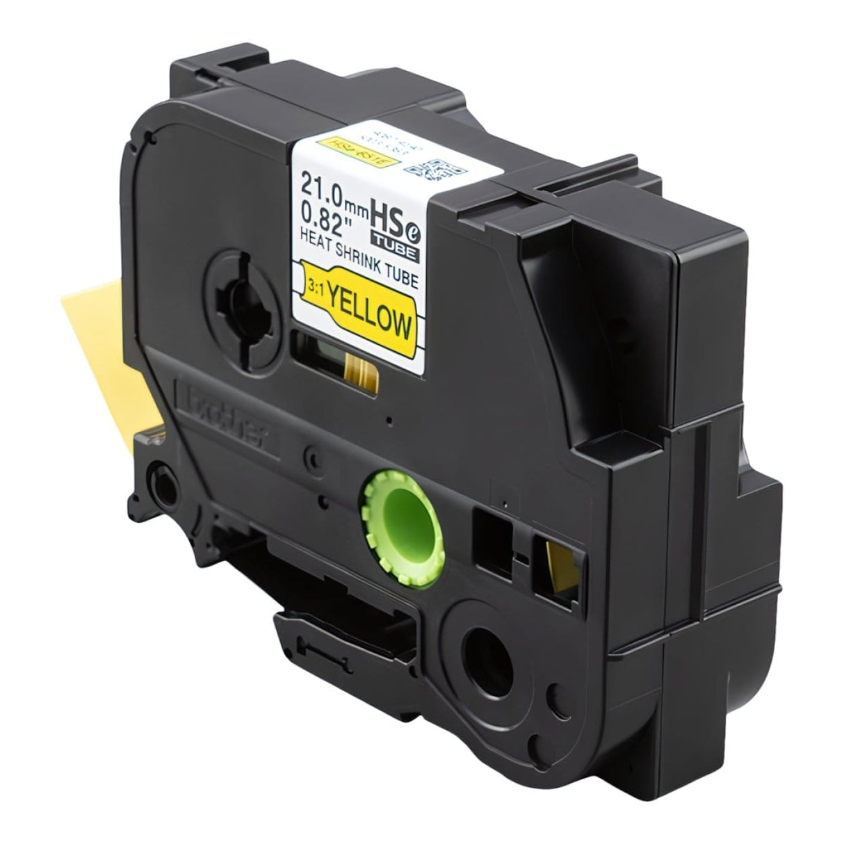Brother HSE-651E 21mm Heat Shrink Tube Label - Black on Yellow