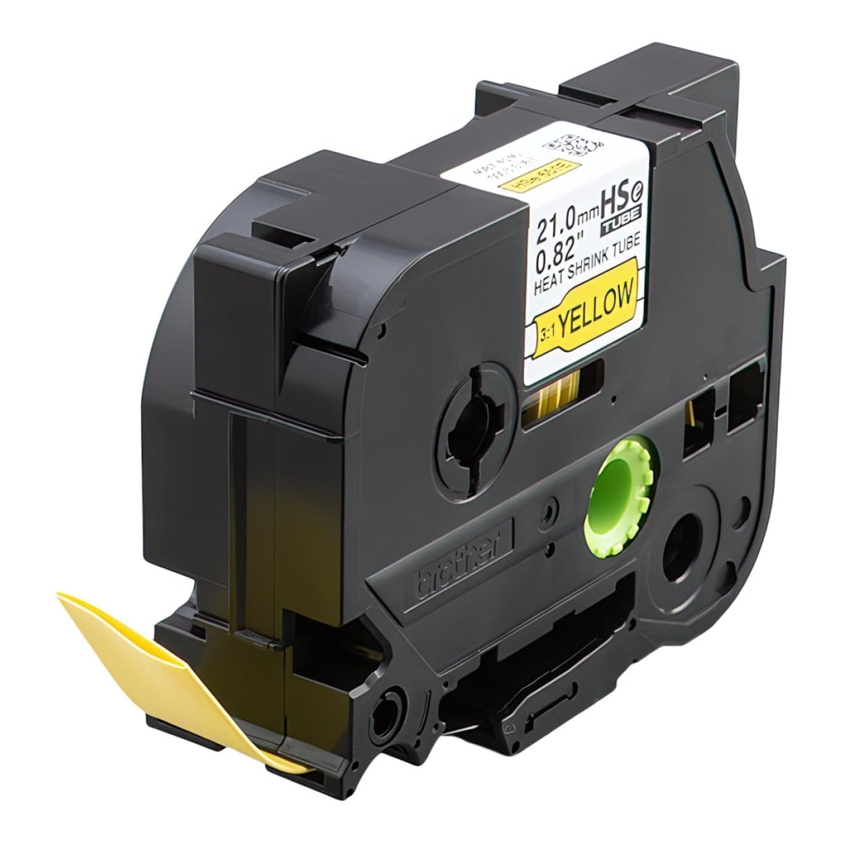 Brother HSE-651E 21mm Heat Shrink Tube Label - Black on Yellow