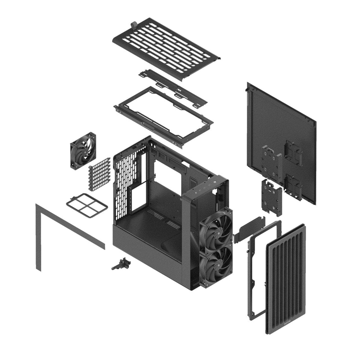 HAVN BF 360 Flow Tempered Glass E-ATX Mid Tower Gaming PC Case Black HVN-CA-BF360-04