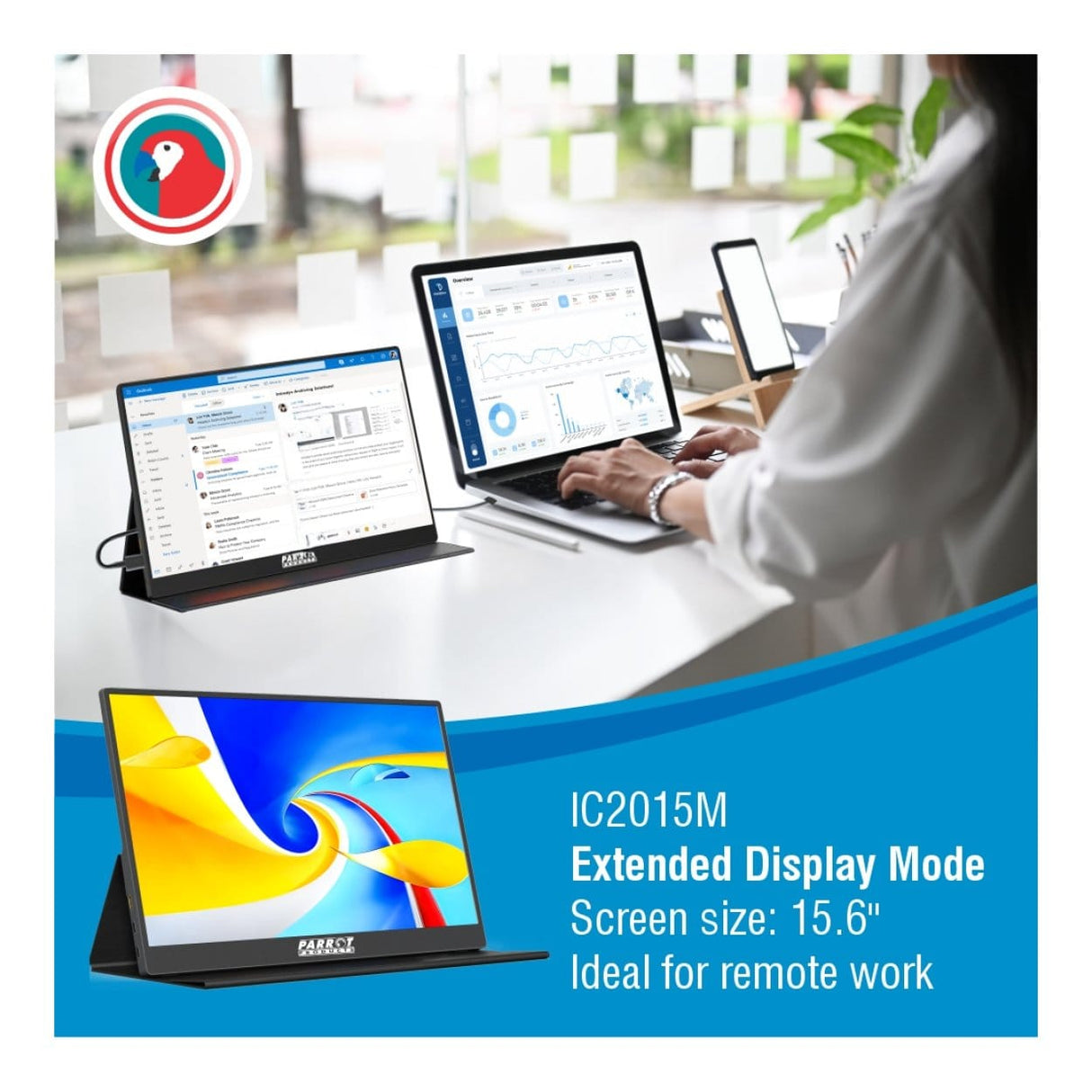 Parrot IC2015M 15.6-inch 1920 x 1080p FHD 16:9 60Hz 30ms LED IPS Portable Monitor