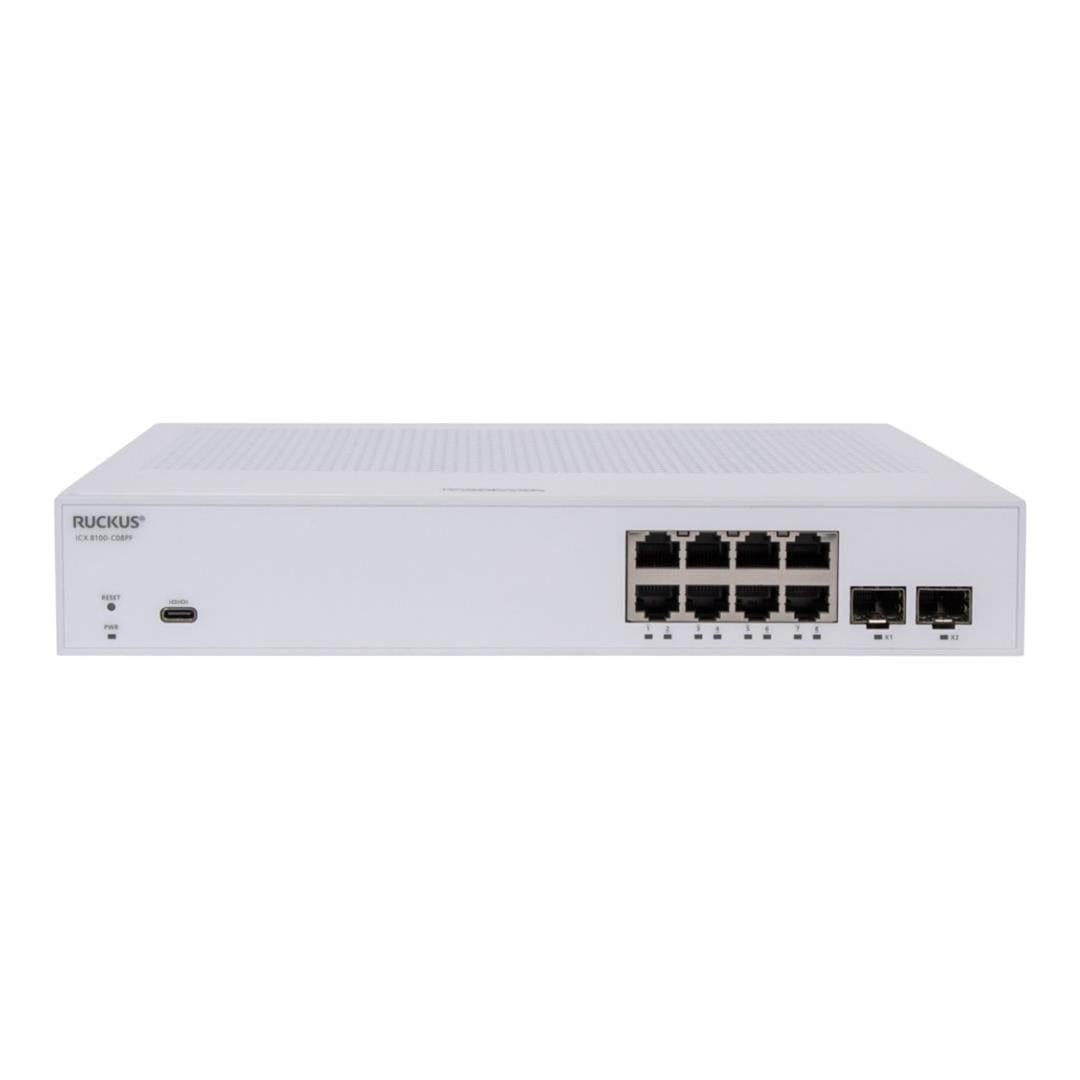 RUCKUS Entry-Level Access Compact 8-ports 1G PoE Switch ICX 8100-C08PF