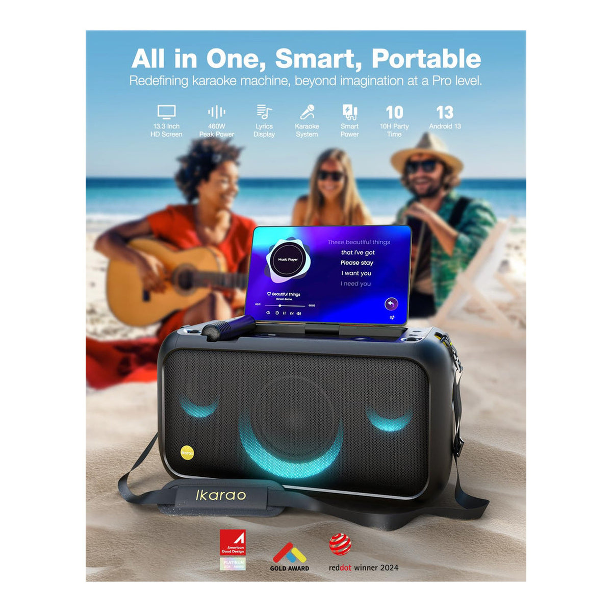 Ikarao Break X1 Smart Party Karaoke Machine IK-BREAKX1-BK