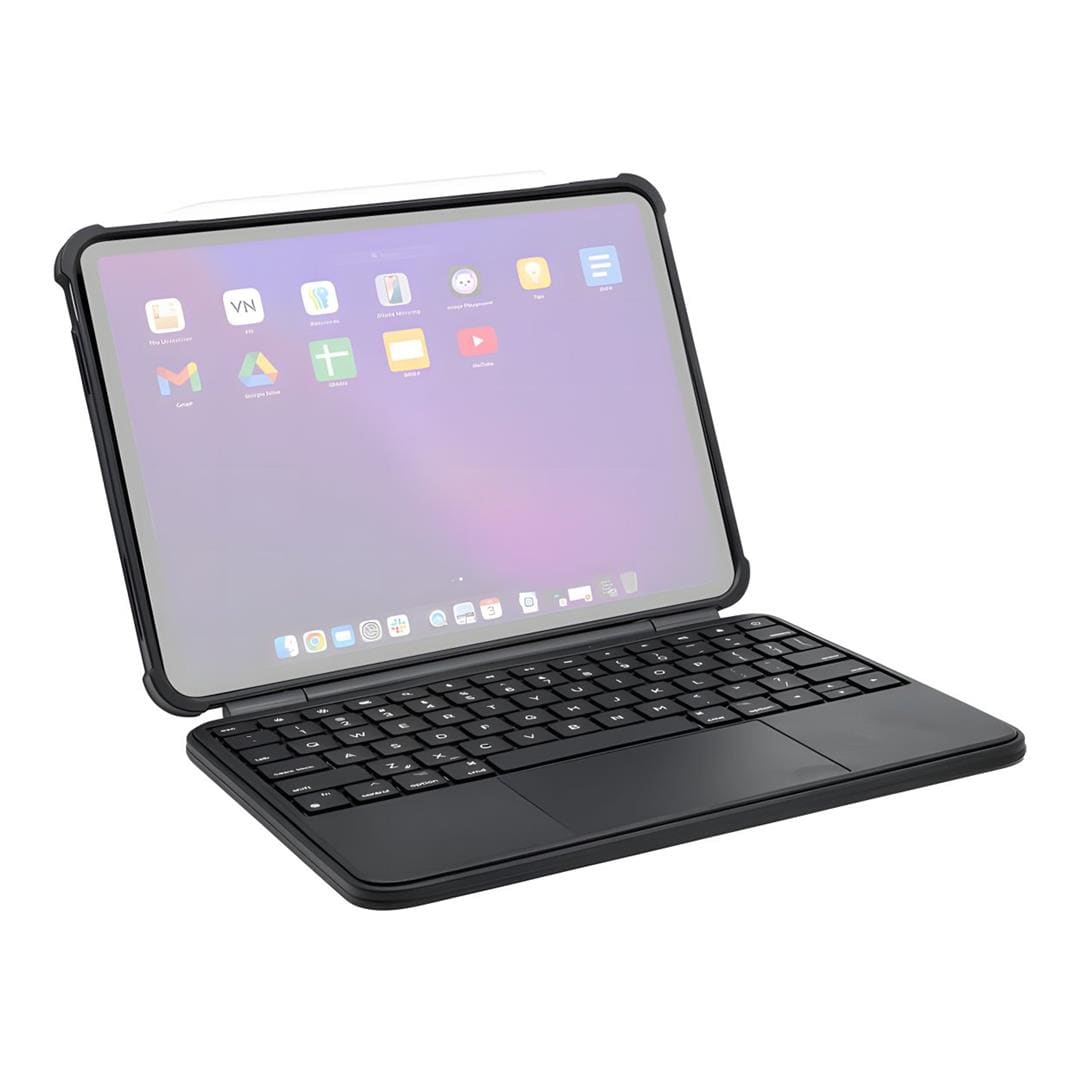 Macally Rugged 11-inch iPad Keyboard Case with Trackpad - Black IPKBCASE11