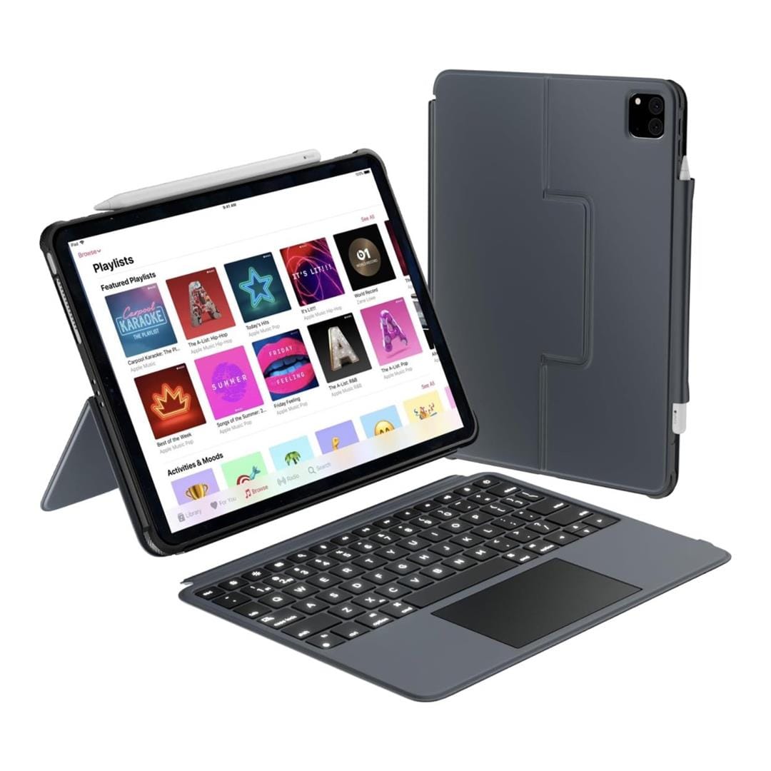 Macally 13-inch Folio Tablet Case with Keyboard Black IPKBCASEA13
