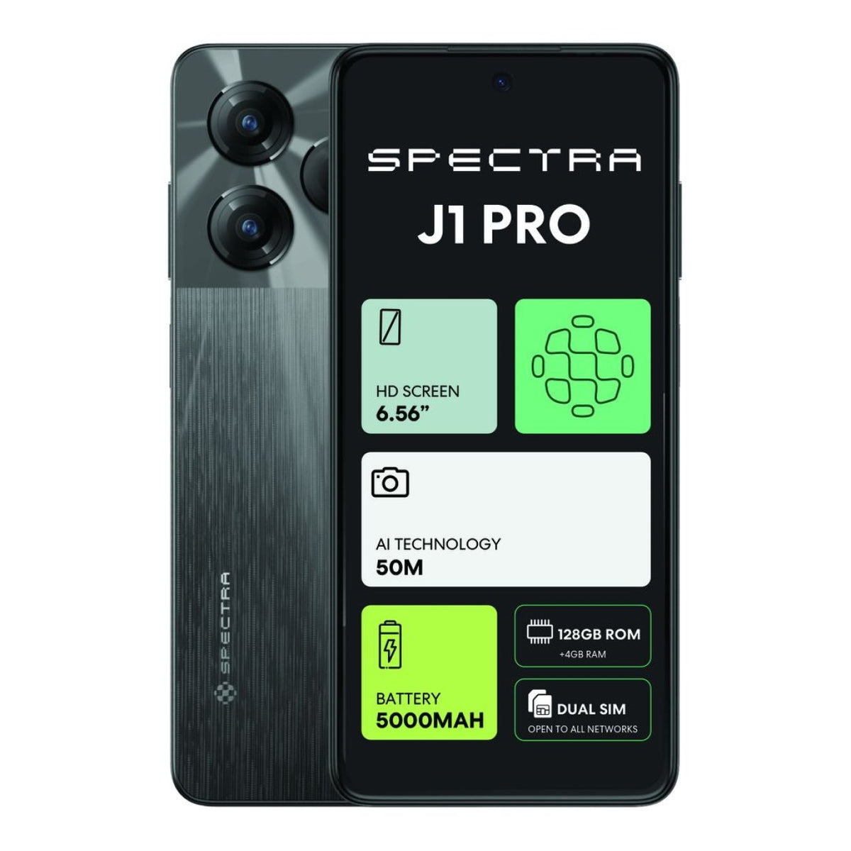 Spectra J1 Pro 128GB 4GB RAM 6.56-inch 4G Smartphone 50MP Camera 5000mAh J1PRO