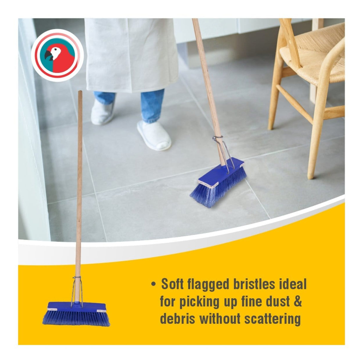 Parrot Janitorial Deluxe Broom with Wooden Handle JA0304