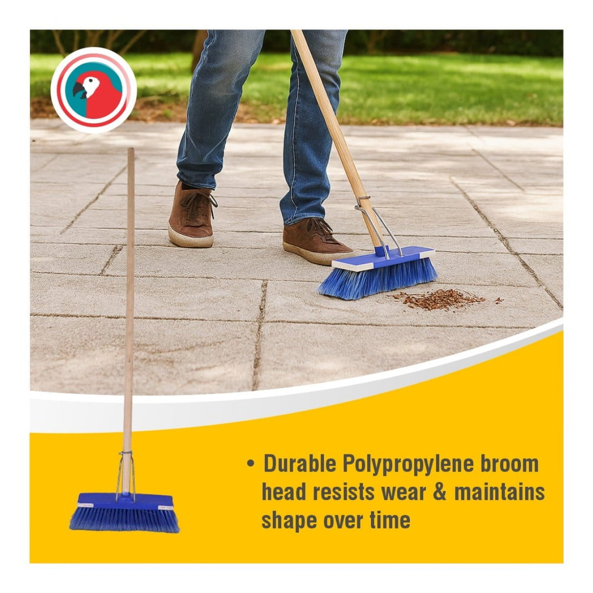 Parrot Janitorial Deluxe Broom with Wooden Handle JA0304