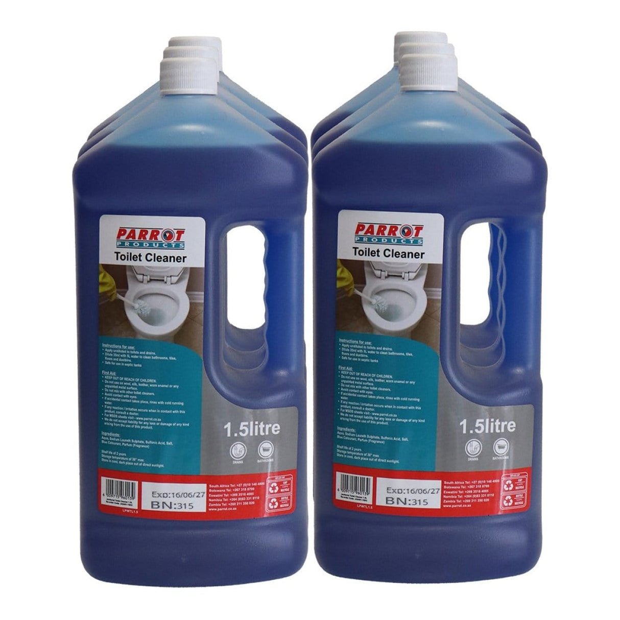 Parrot 1.5L Janitorial Toilet Cleaner 6-pack JA0401-15DC6