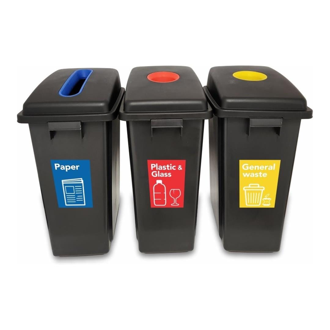 Parrot Plastic Janitorial Bin Recycling Set 3-piece Plastic JA0805