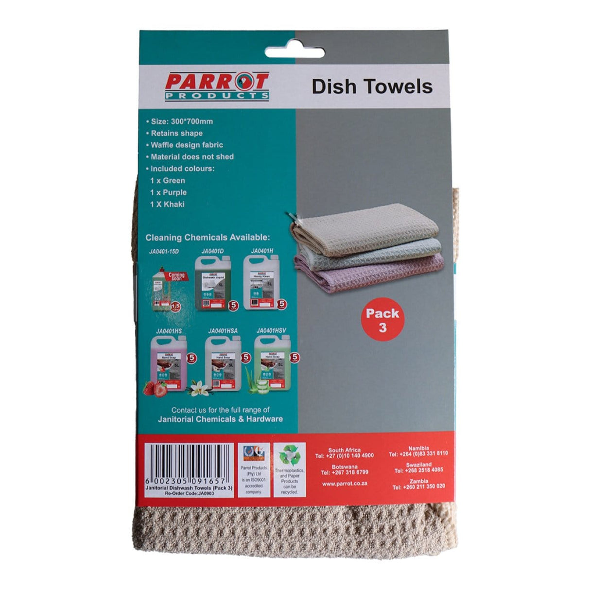 Parrot Janitorial Dish Wash Towels 3-pack JA0903