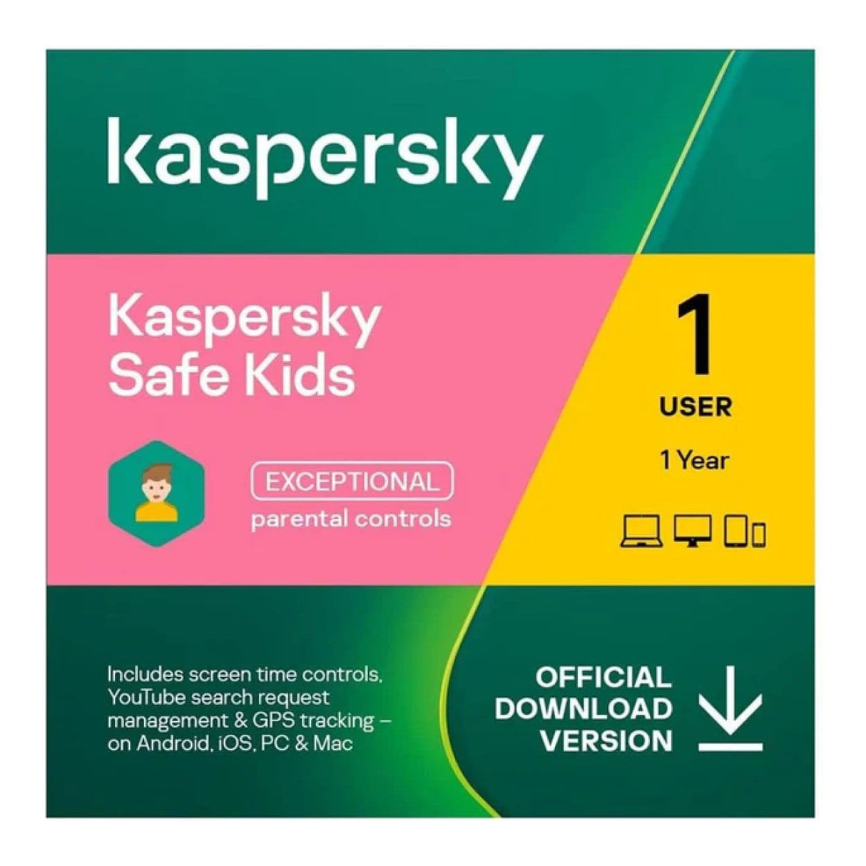 Kaspersky Safe Kids 1-year 1-User License KL19629DAFS