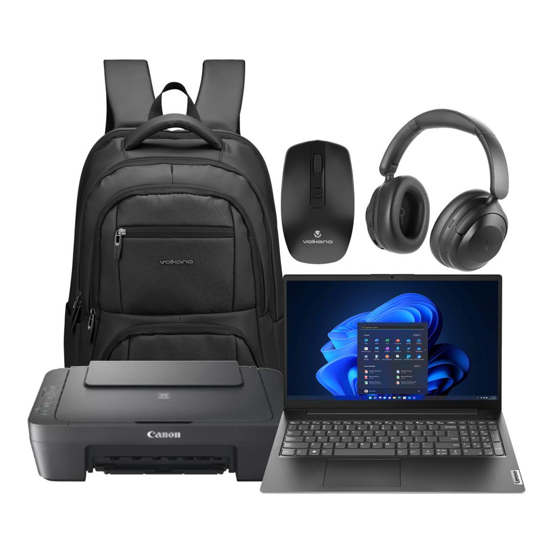 Lenovo V15 AMD Ryzen 5 15.6-inch Win 11 Home Laptop and Printer Bundle