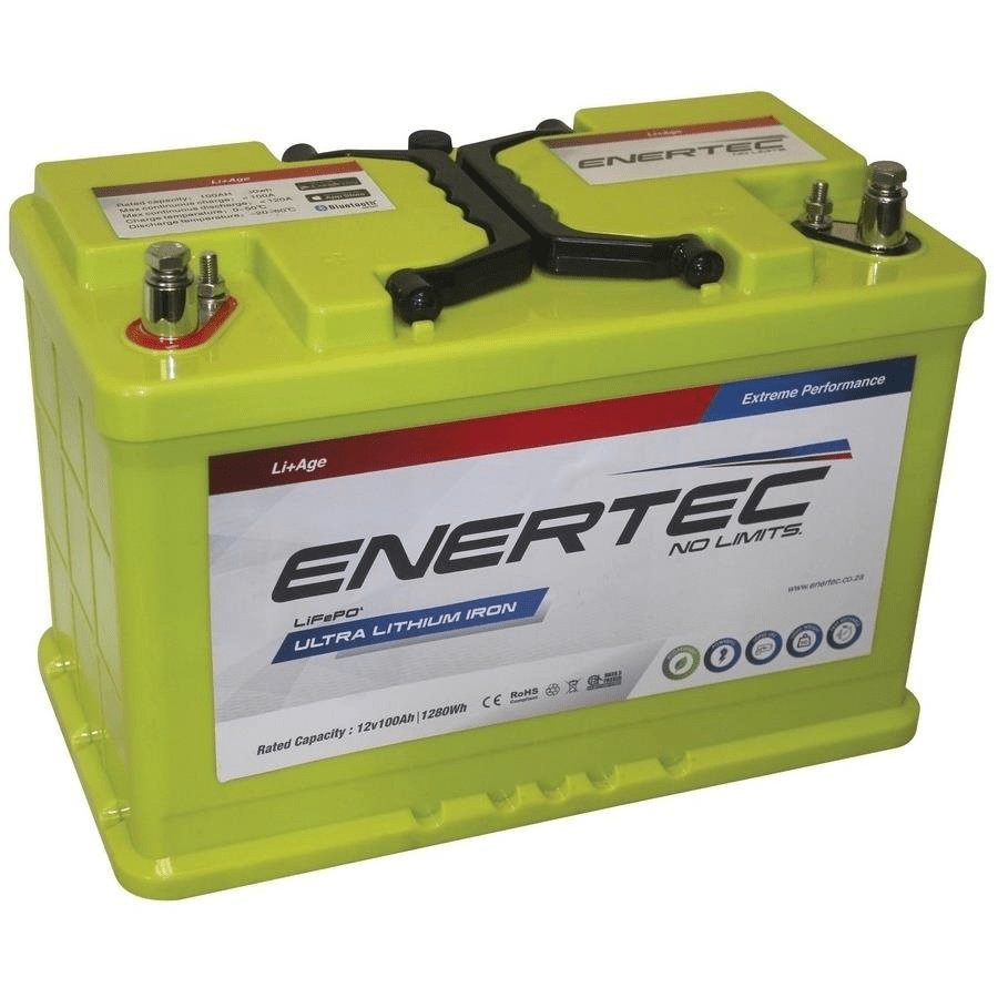 Enertec LIT100B LiFePo4 12v 100AH 1280Wh Prismatic Cell Battery