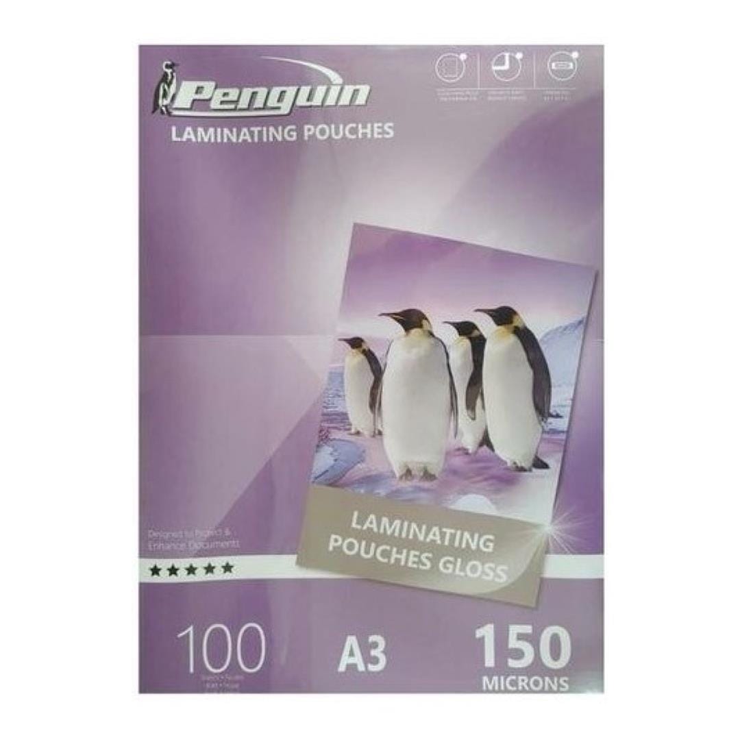 Penguin A3 150 Micron Gloss Laminating Pouches - 100-pack LP150A3G