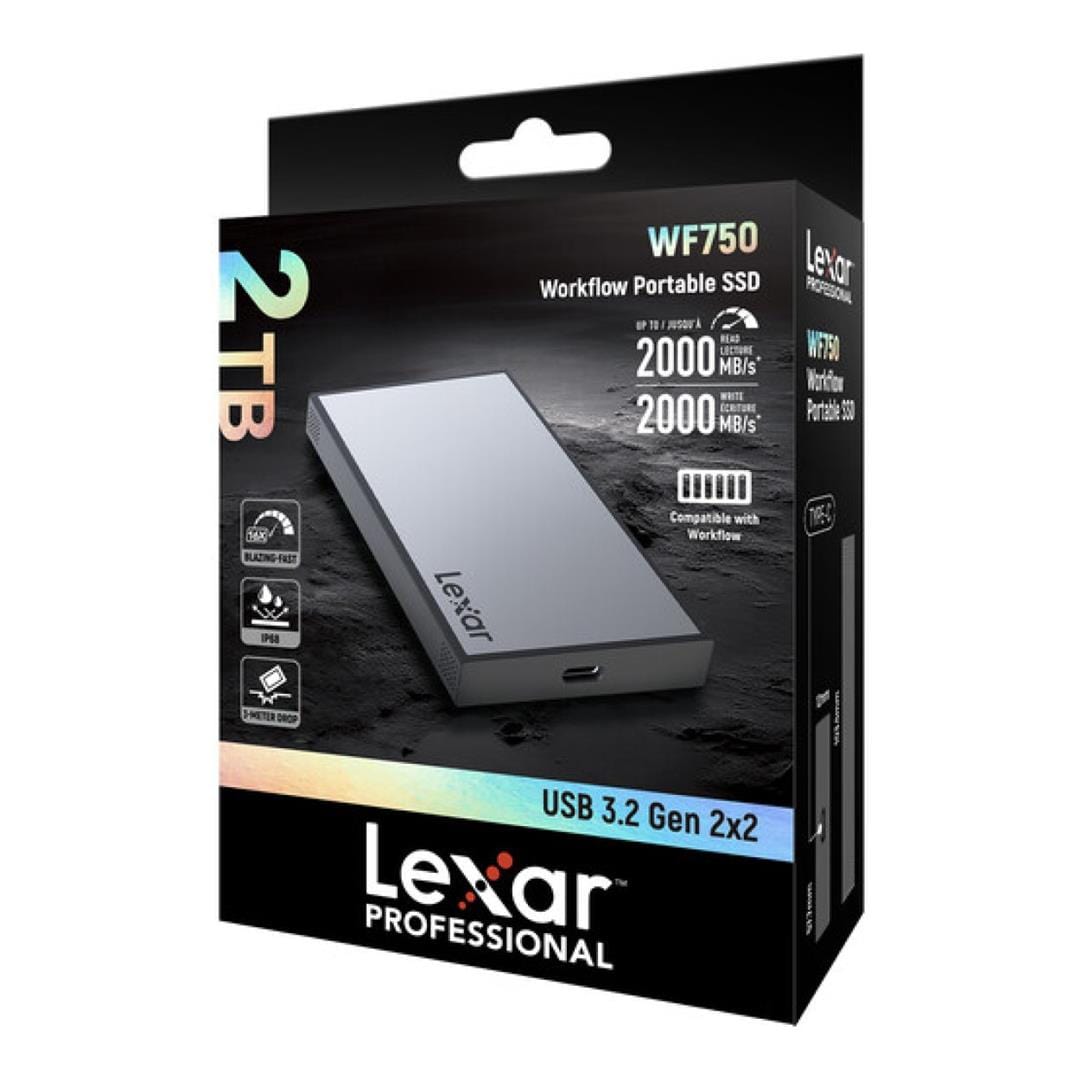 Lexar Professional Workflow 2TB USB 3.2 Portable External SSD LPWF7502T-2ANGL