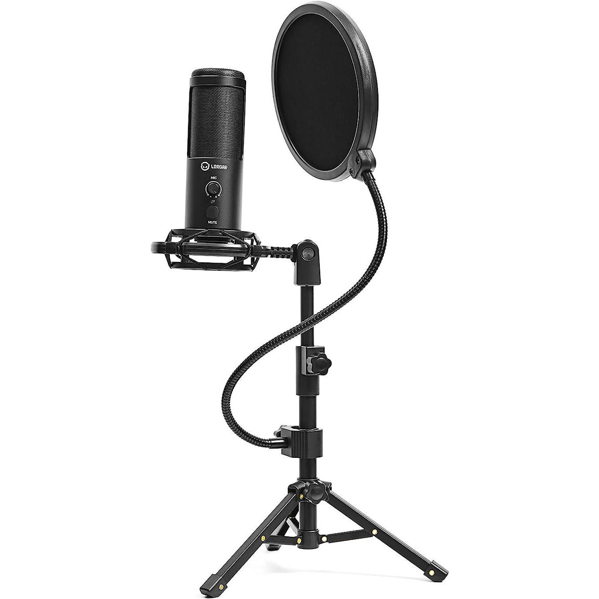 Lorgar Voicer 721 USB Condenser Gaming Microphone with Tripod Stand Black LRG-CMT721
