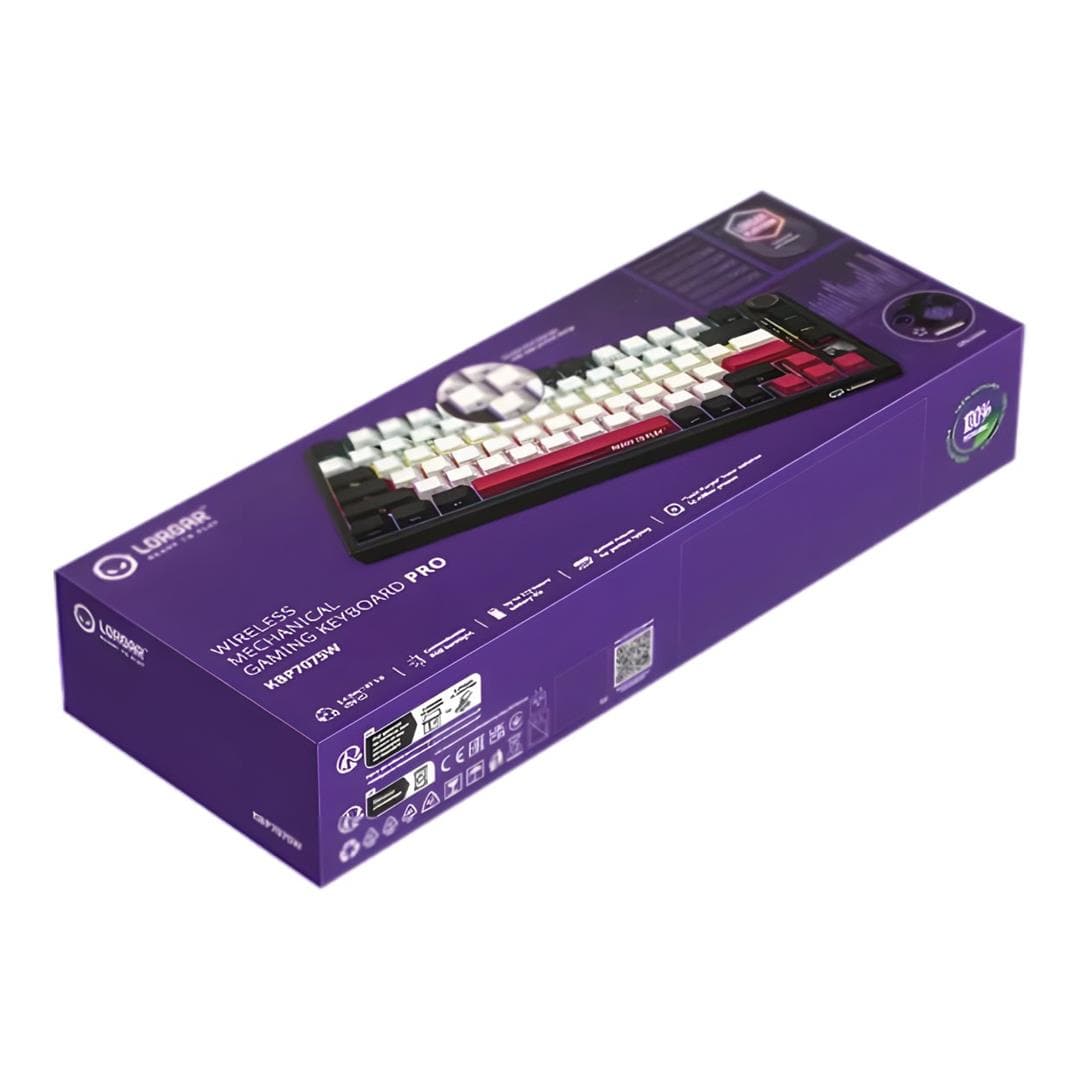 Lorgar KBP7075W Wireless 75 Mechanical Gaming Keyboard Pro Black and Red LRG-KBP7075W-BK-US