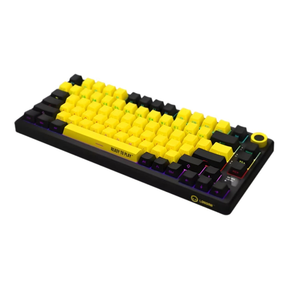 Lorgar KBP7075W Wireless 75 Mechanical Gaming Keyboard Pro Black and Yellow LRG-KBP7075W-YL-US