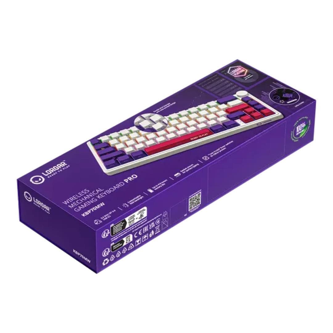 Lorgar KBP70MW Pro Wireless Mechanical Gaming Keyboard White LRG-KBP70MW-WH-US