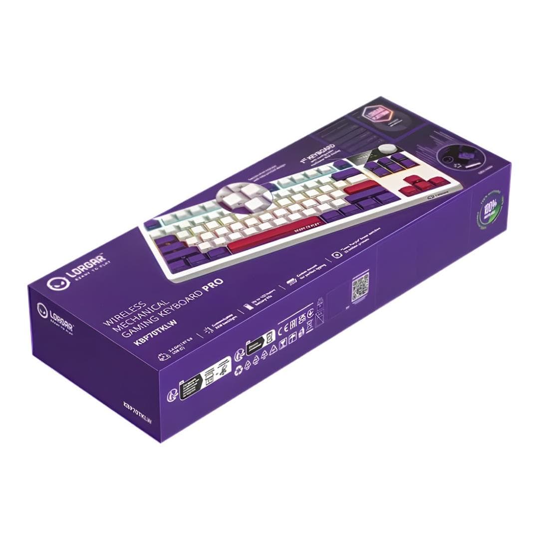 Lorgar KBP70TKLW Wireless TKL Mechanical Gaming Keyboard Pro White LRG-KBP70TKLW-WH-US