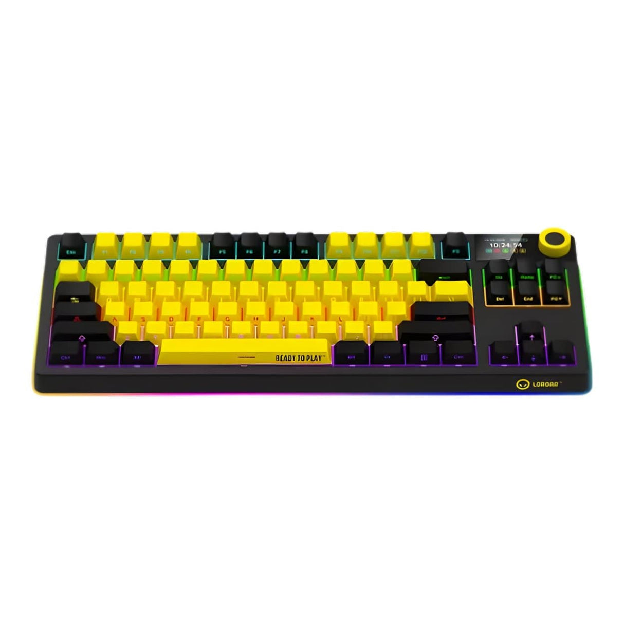 Lorgar KBP70TKLW Wireless TKL Mechanical Gaming Keyboard Pro Black and Yellow LRG-KBP70TKLW-YL-US