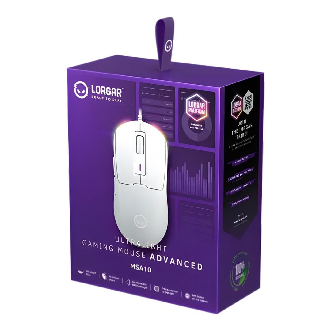 Lorgar MSA10 Ultralight Advanced Wired Gaming Mouse White LRG-MSA10-WH