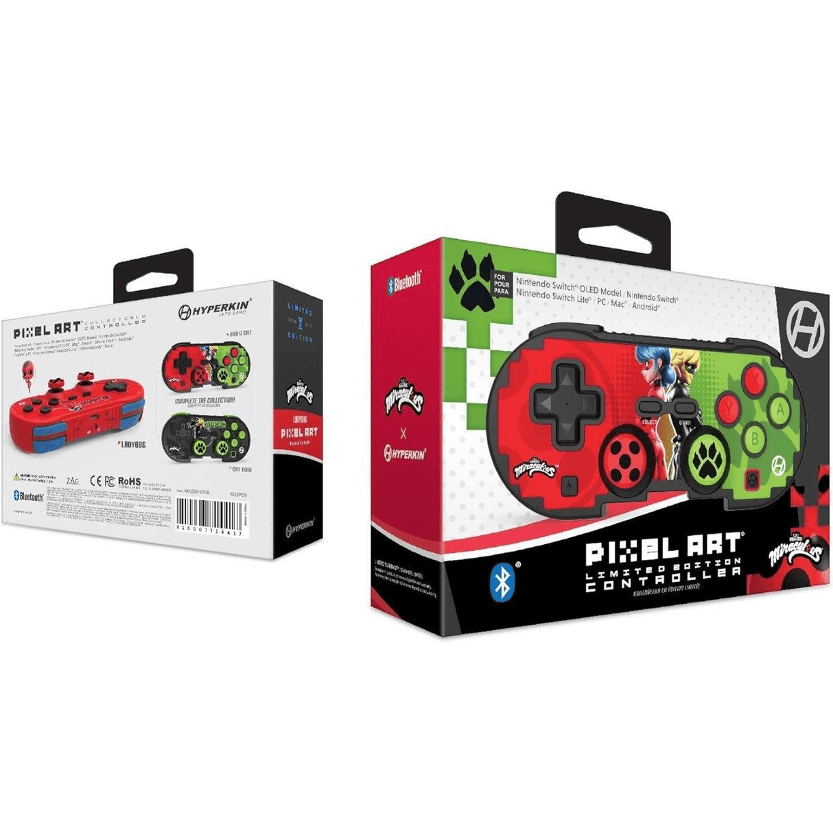 Hyperkin Official Miraculous Pixel Art Bluetooth Switch Controller - Ladybug & Cat M01328-MTBC