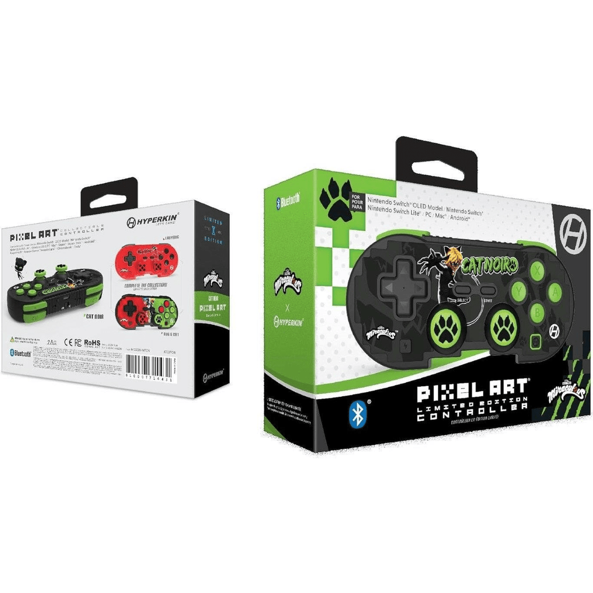 Hyperkin Official Miraculous Pixel Art Bluetooth Switch Controller - Cat Noir M01328-MTCN