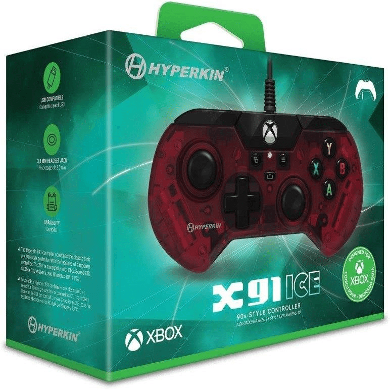 Hyperkin X91 Retro Wired Xbox Controller - Ruby Red M02628-RR