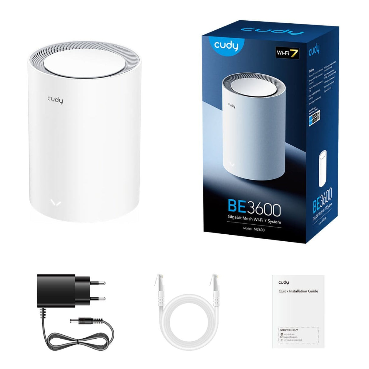 Cudy M3600(1-Pack) BE3600 Dual-band Wi-Fi 7 Mesh Sytem White