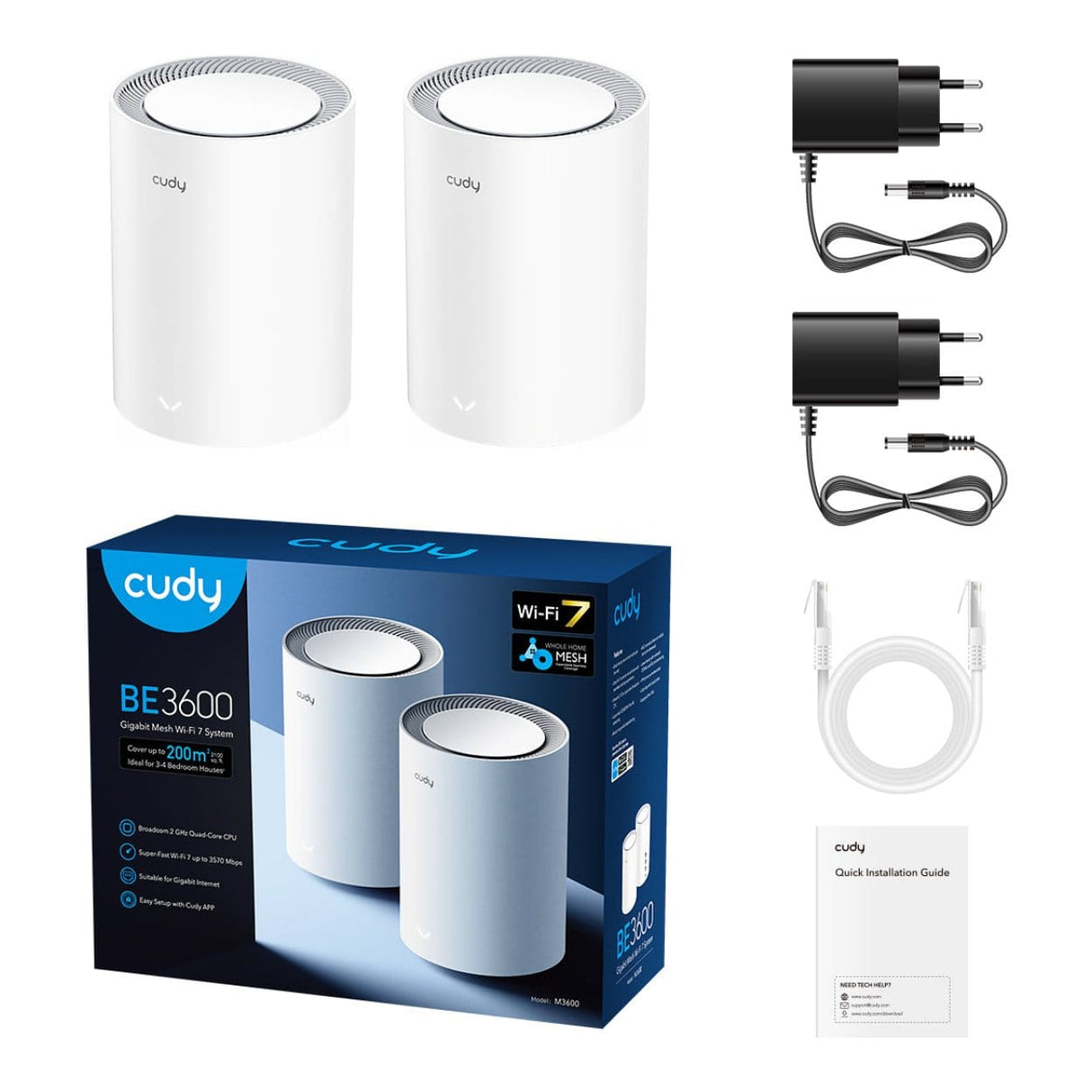 Cudy M3600(2-Pack) BE3600 Dual-band Wi-Fi 7 Mesh Sytem White