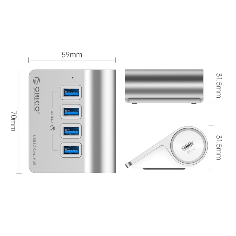 Orico Aluminum Alloy 4-Port USB Hub Silver M3U4-05-SV-BP