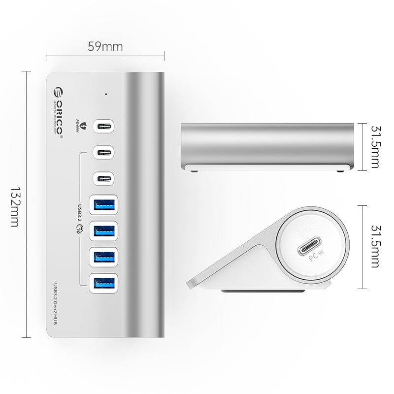 Orico Aluminum Alloy 7-Port USB Hub Silver M3U4C3-G2-10-EU-SV-BP