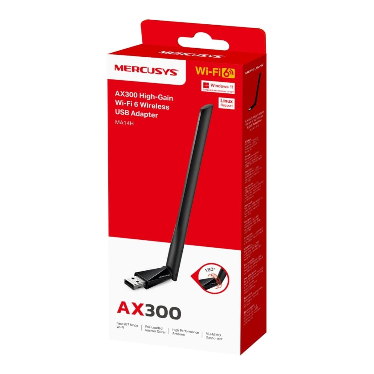 Mercusys MA14H AX300 High-Gain Wi-Fi 6 Wireless USB Adapter