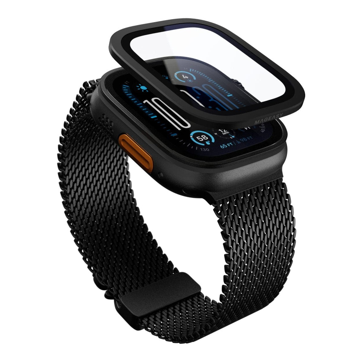 MagEasy Fortiz Sapphire Screen Protector for Apple Watch - Midnight Black
