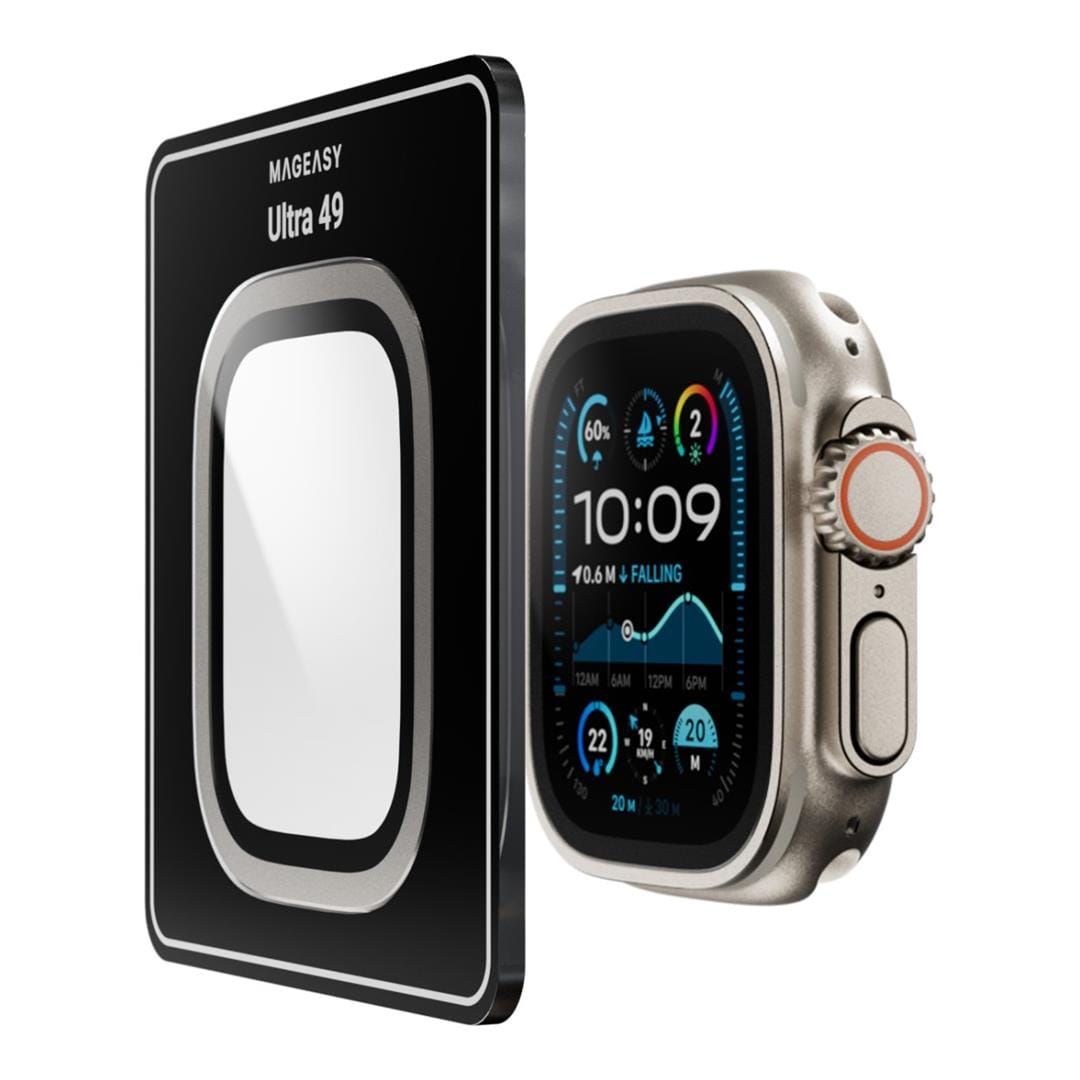 MagEasy Fortiz Sapphire Screen Protector for Apple Watch - Natural Titanium