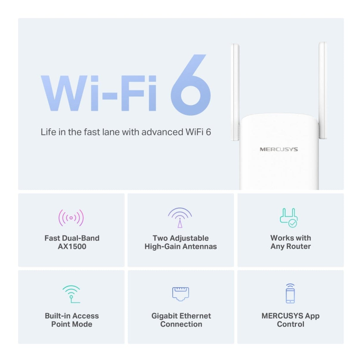 Mercusys AX1500 Wi-Fi 6 Range Extender White ME60X