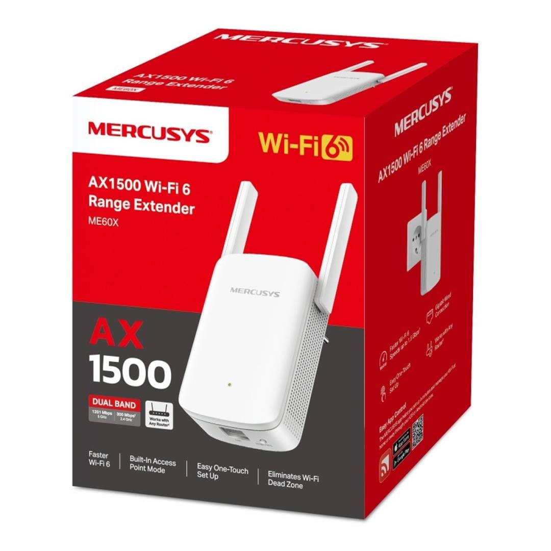 Mercusys AX1500 Wi-Fi 6 Range Extender White ME60X