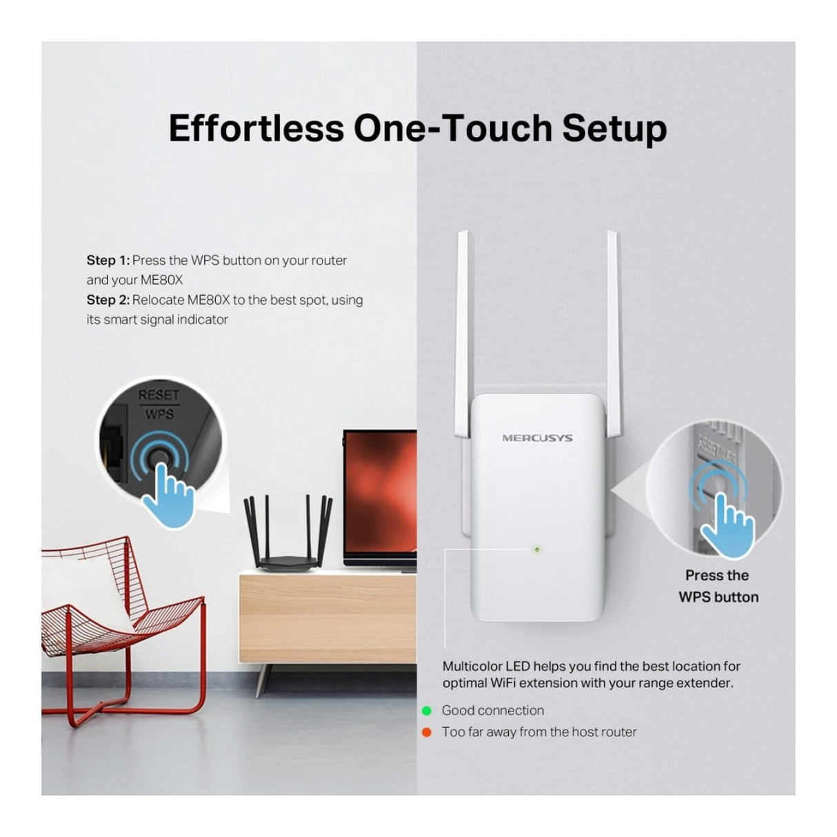 Mercusys AX3000 Wi-Fi 6 Range Extender White ME80X