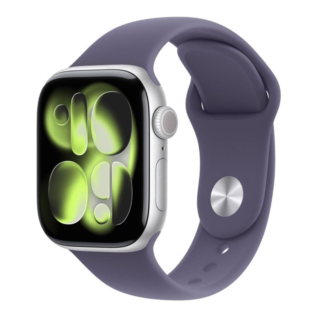 Apple Watch Series 11 GPS 46mm Silver Aluminium Case with Purple Fog Sport Band M/L MEVA4AF/A
