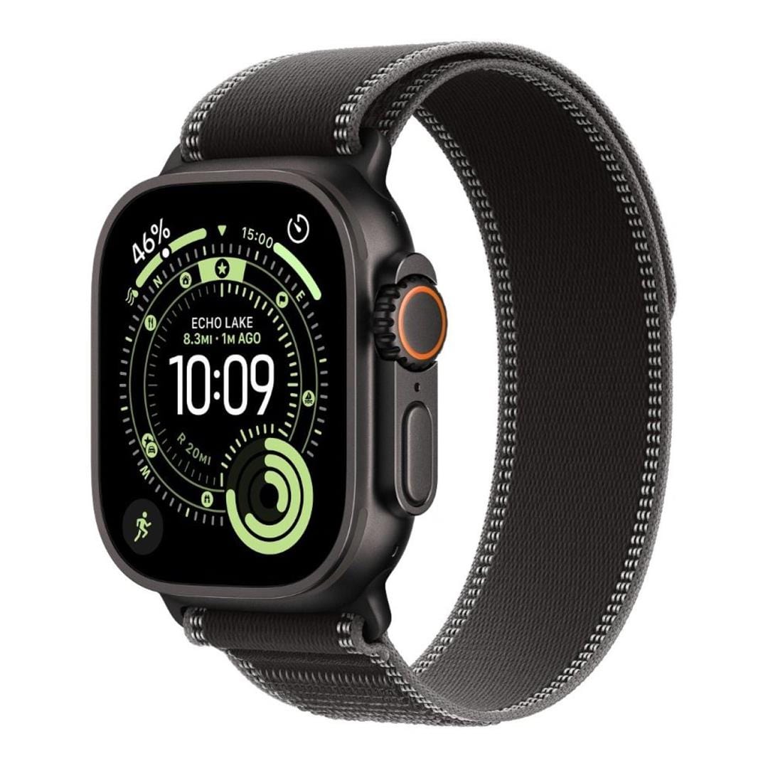 Apple Watch Ultra 3 GPS + Cellular 49mm Black Titanium Case with Black/Charcoal Trail Loop S/M