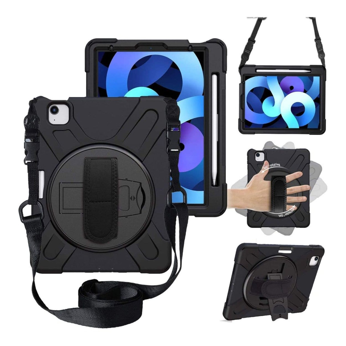 Tuff-Luv 10.6-inch Armour Jack Rugged Case with Arm and Handstrap for Lenovo Tab M10 Plus 3rd Gen Black MF2385