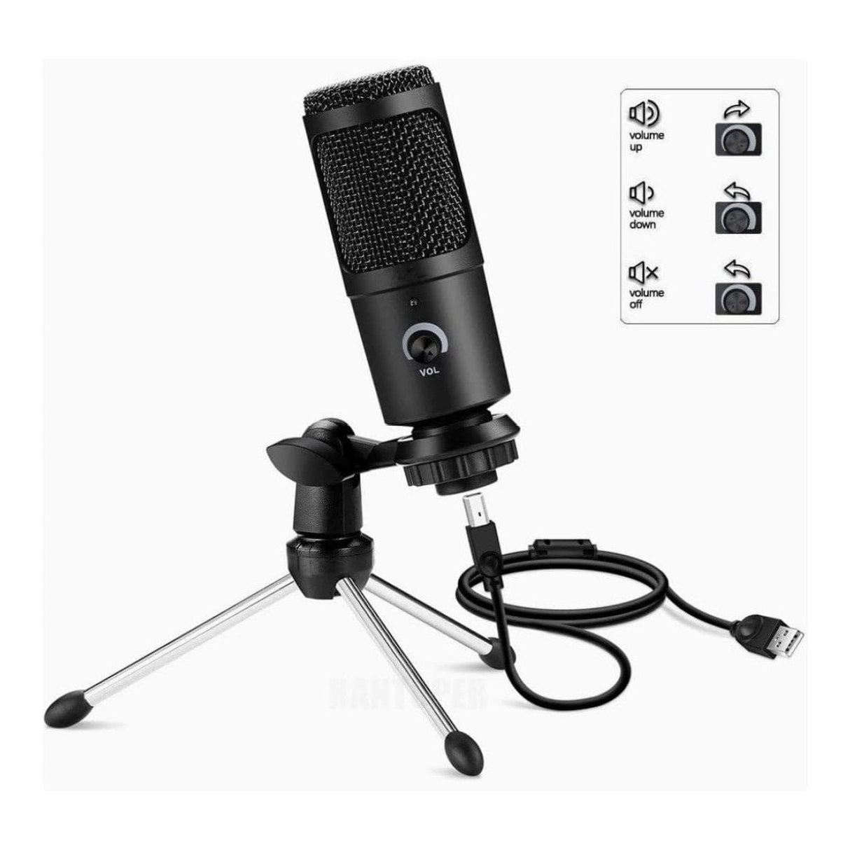 Tuff-Luv MF3850 Wired Condenser Microphone with Tripod Black